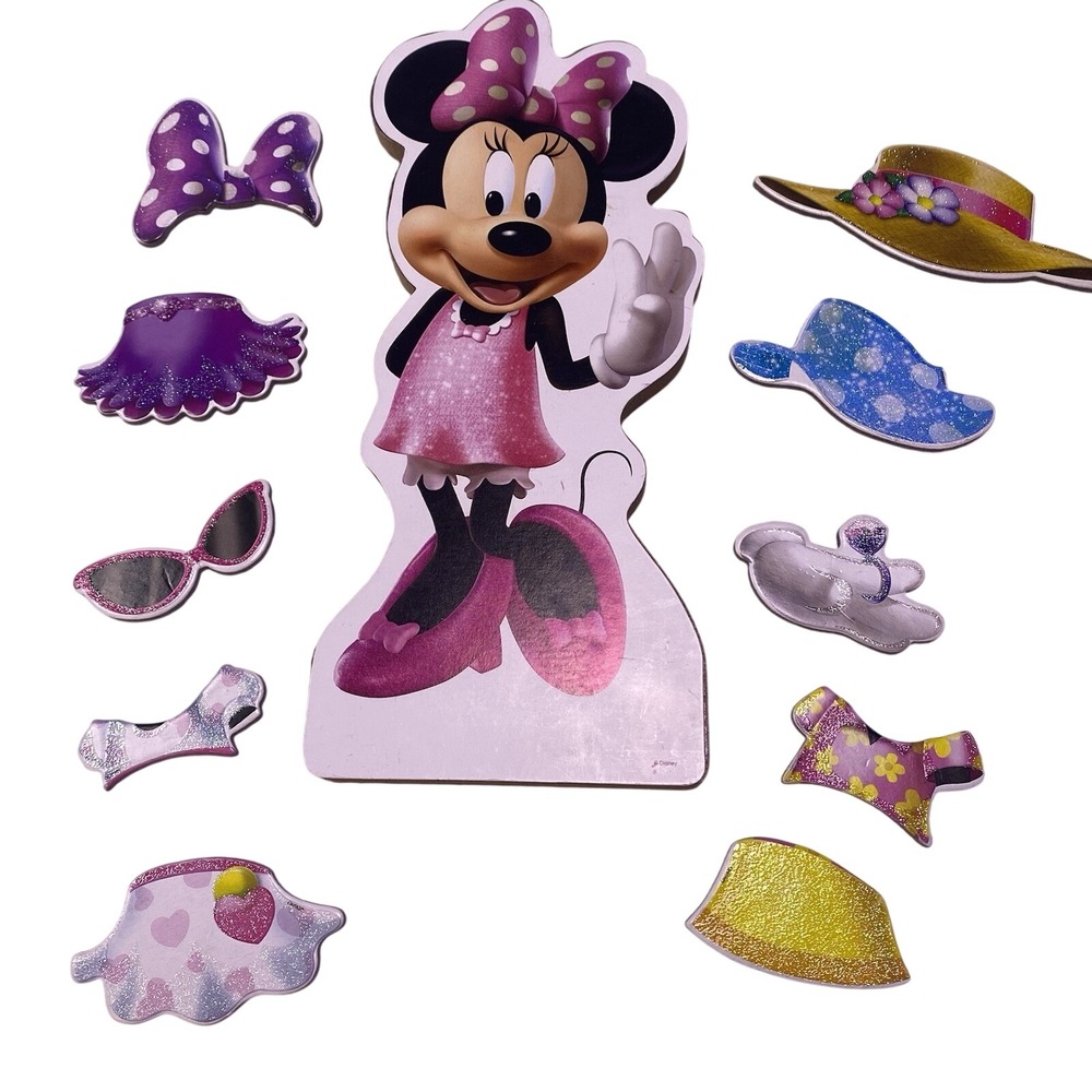 Walt Disney Minnie Mouse & Accessories Wooden Magnetic Kids Dress Up Play Set